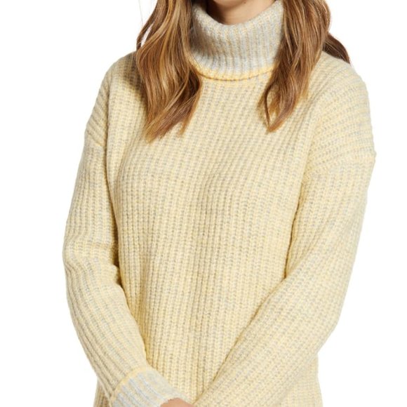 Sweaters - Caslon Turtleneck Sweater Yellow Grey Heather